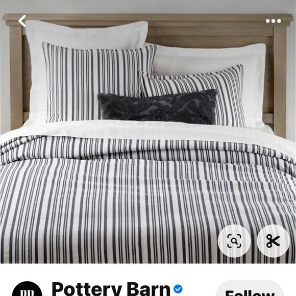 Pottery Barn Antique Stripe Yarn Dye Cotton king size duvet cover - Picture 2 of 12